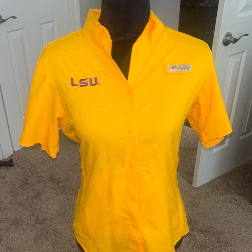 Columbia Bright Yellow LSU Button-Up Shirt